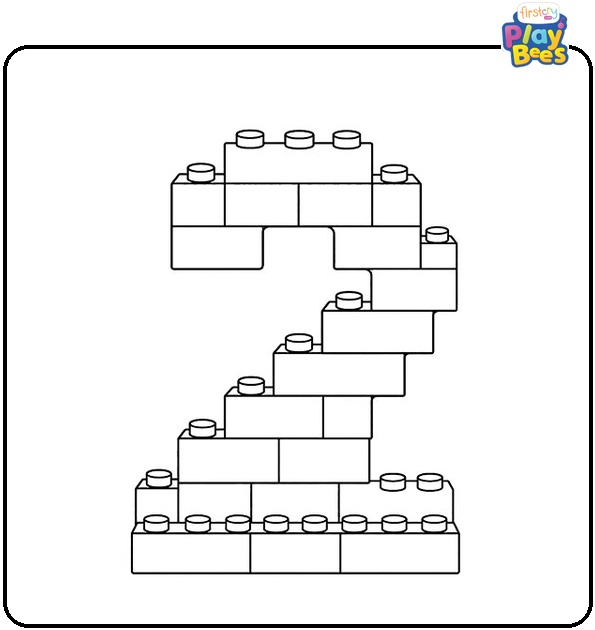 Number 2 Made of Building Blocks Coloring Page Number 2 Made of Building Blocks Coloring Page