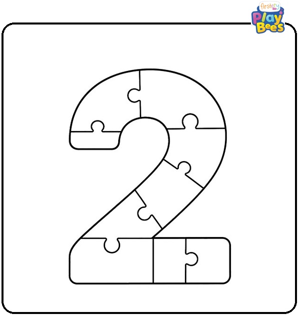Number 2 Made of Puzzle Pieces Coloring Page Number 2 Made of Puzzle Pieces Coloring Page