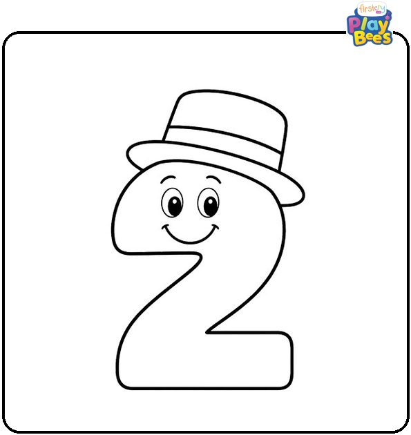Number 2 in a Hat Coloring Page Number 2 in a Hat Coloring Page