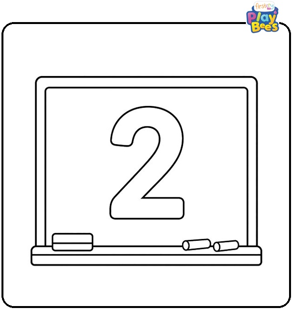 Number 2 on a Chalkboard Coloring Page Number 2 on a Chalkboard Coloring Page