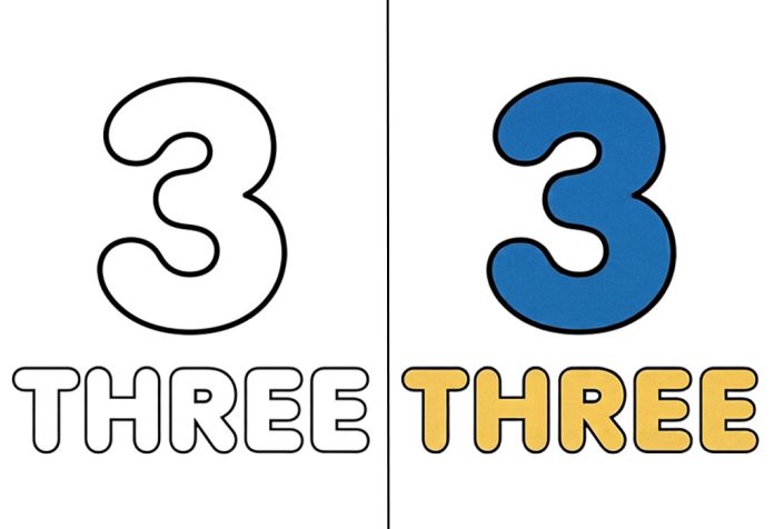 Number 3 Coloring Pages – Free Printable Worksheets & Pictures