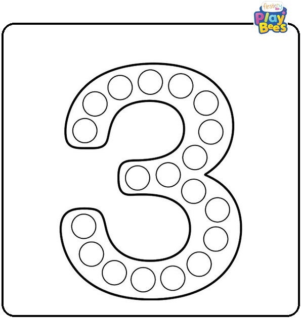 Number 3 Dot Painting Coloring Page
