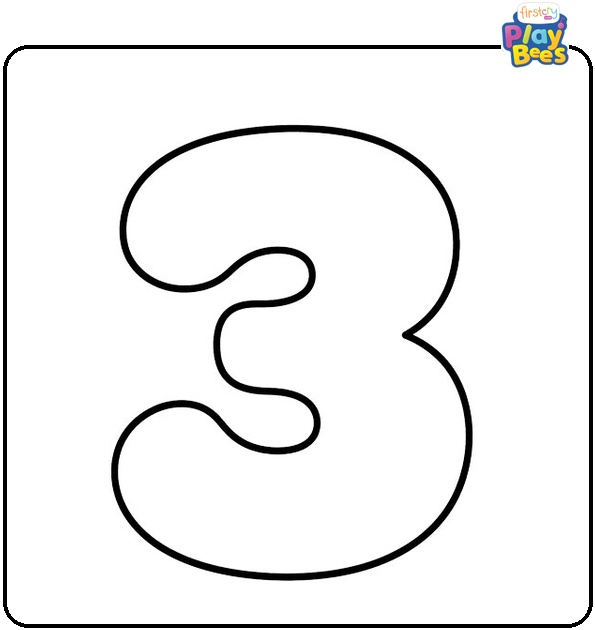 Number 3 in Bubble Style Coloring Page