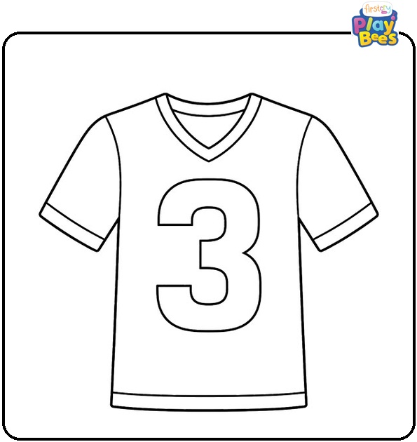 Number 3 on a Sports Jersey Coloring Page