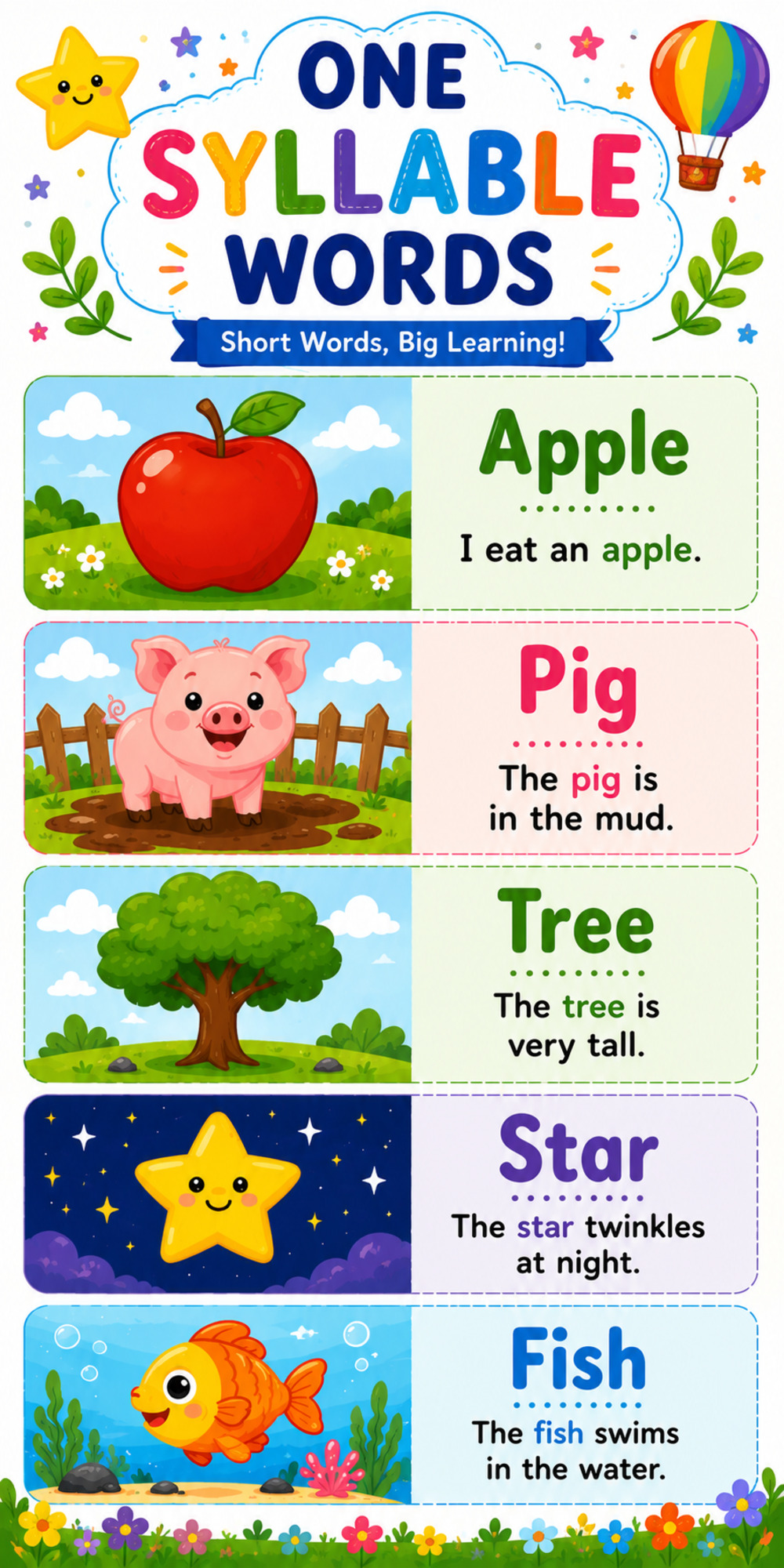 One Syllable Picture Words