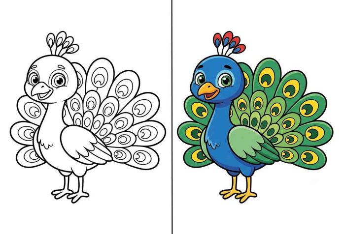 Peacock Coloring Pages – Free Printable Worksheets & Pictures