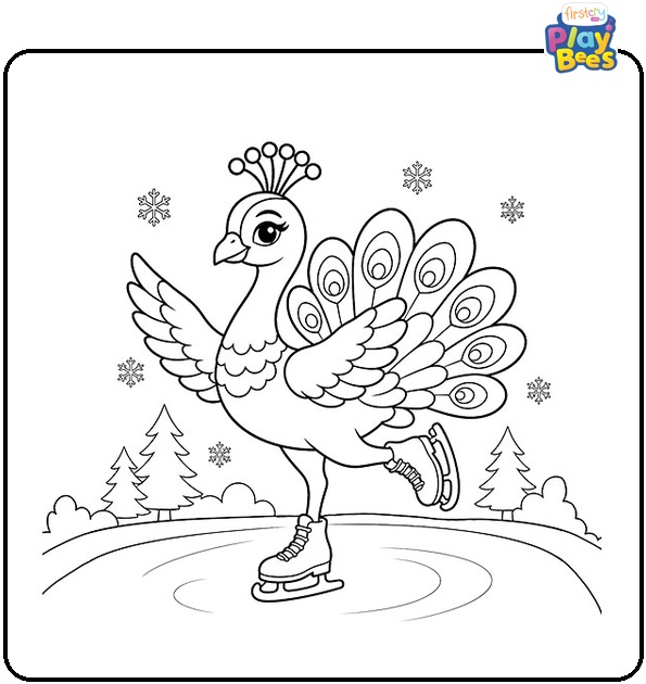 Peacock Ice Skating Coloring Page Peacock Ice Skating Coloring Page