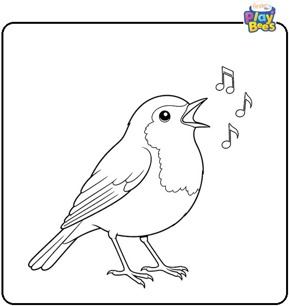 Robin Singing Coloring Page