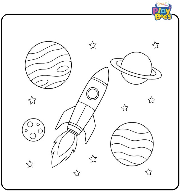 Rocket Among the Planets Coloring Page Rocket Among the Planets Coloring Page