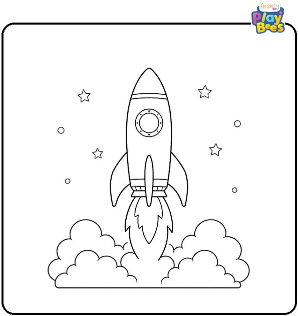 Rocket Blasting Off Coloring Page Rocket Blasting Off Coloring Page