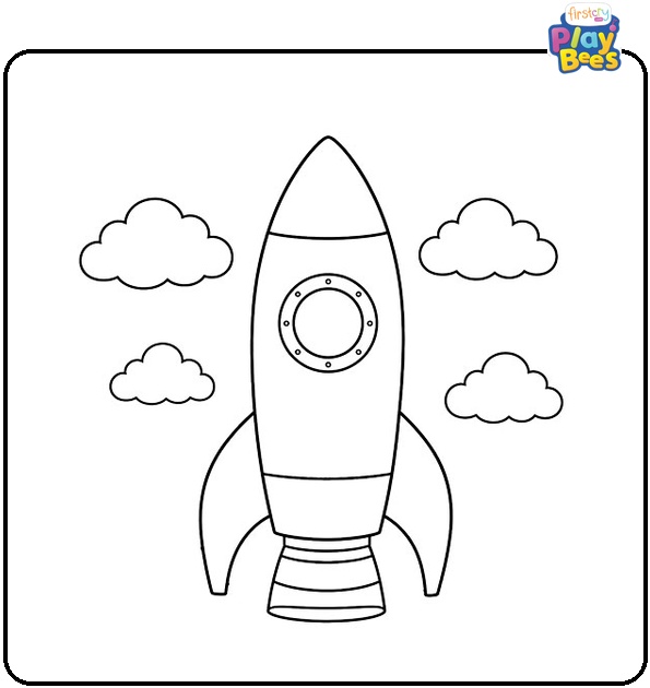 Rocket in the Clouds Coloring Page Rocket in the Clouds Coloring Page
