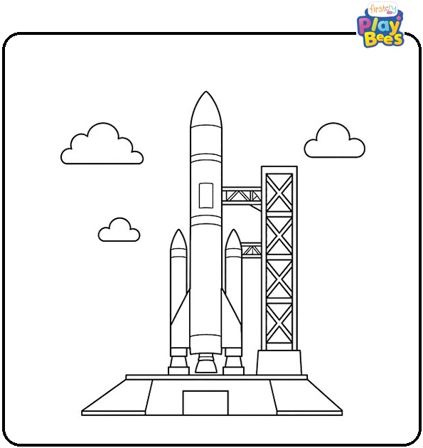 Rocket on a Launch Pad Coloring Page Rocket on a Launch Pad Coloring Page