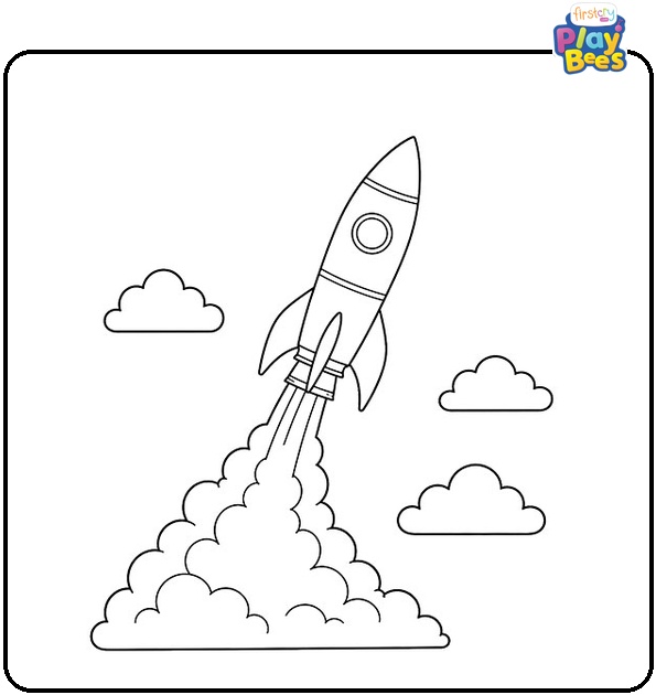 Rocket with a Trail of Smoke Coloring Page Rocket with a Trail of Smoke Coloring Page