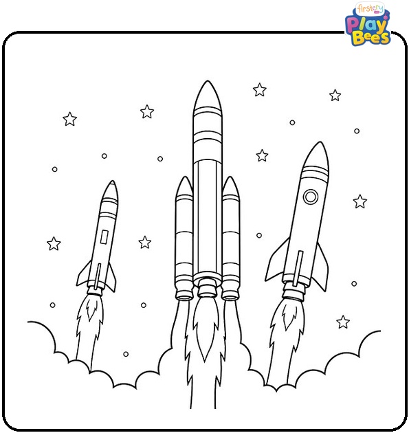 Rockets Launching into Space Coloring Page Rockets Launching into Space Coloring Page
