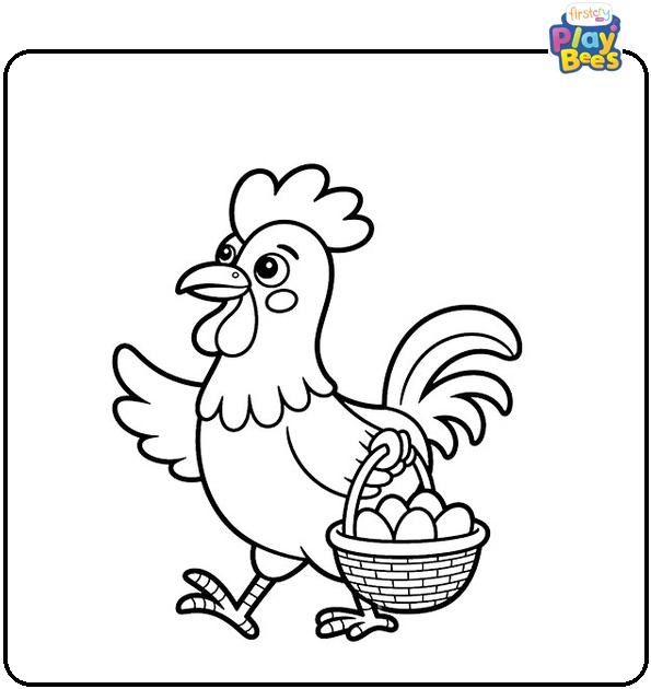 Rooster Carrying Basket Coloring Page Rooster Carrying Basket Coloring Page