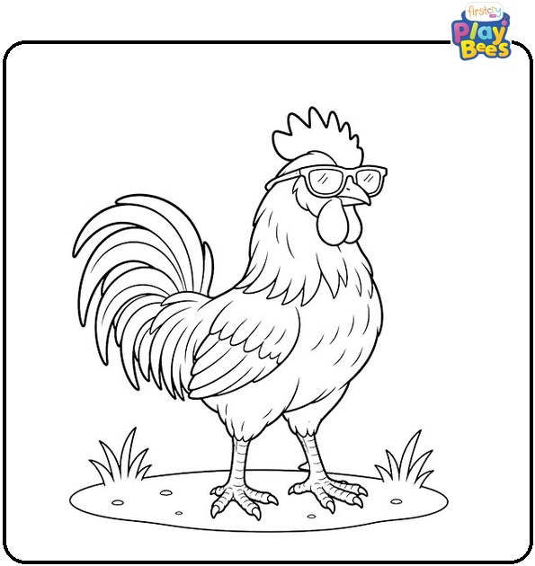 Rooster Wearing Sunglasses Coloring Page Rooster Wearing Sunglasses Coloring Page
