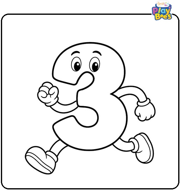 Running Number 3 Coloring Page
