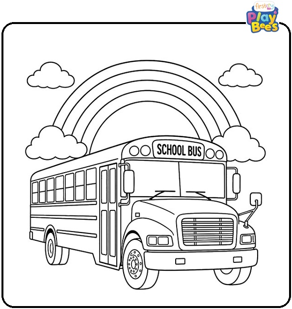School Bus Rainbow Coloring Page School Bus Rainbow Coloring Page