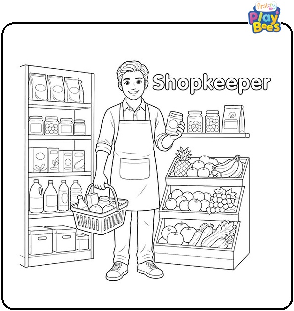 Shopkeeper Coloring Page Shopkeeper Coloring Page