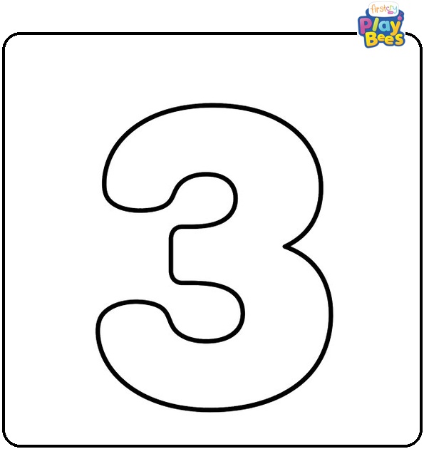 Simple Number 3 Coloring Page