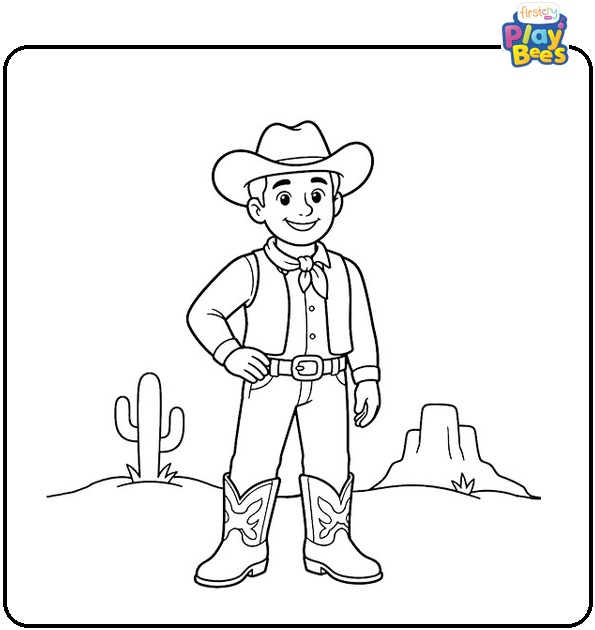 Smiling Cowboy Coloring Page Smiling Cowboy Coloring Page