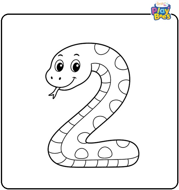 Snake-Shaped Number 2 Coloring Page Snake-Shaped Number 2 Coloring Page