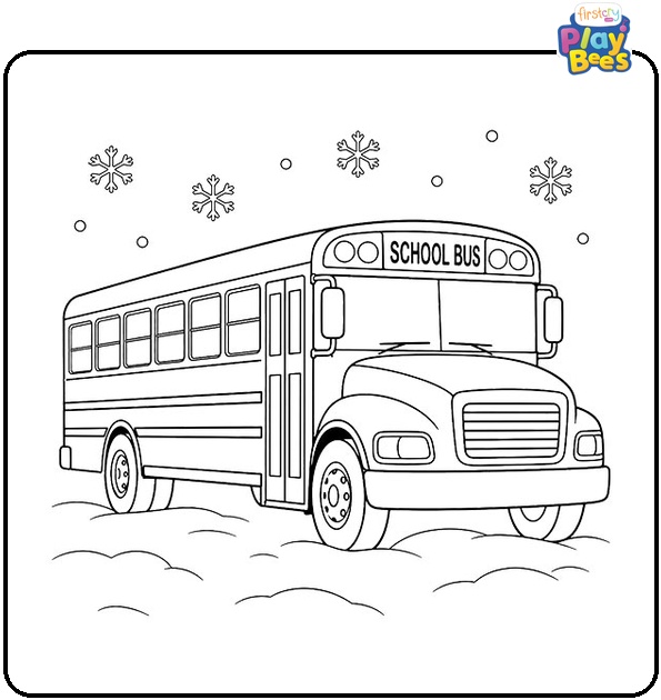Snowy School Bus Ride Coloring Page Snowy School Bus Ride Coloring Page