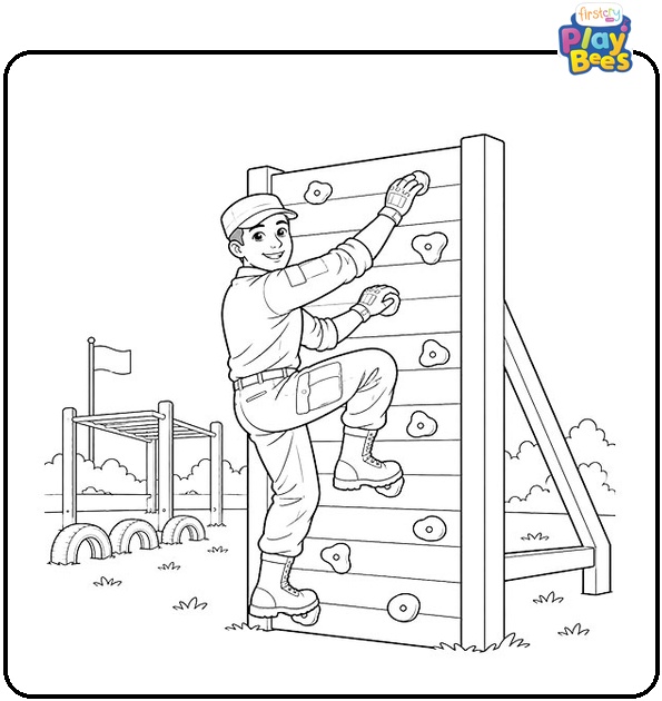 Soldier Climbing Training Wall Coloring Page Soldier Climbing Training Wall Coloring Page