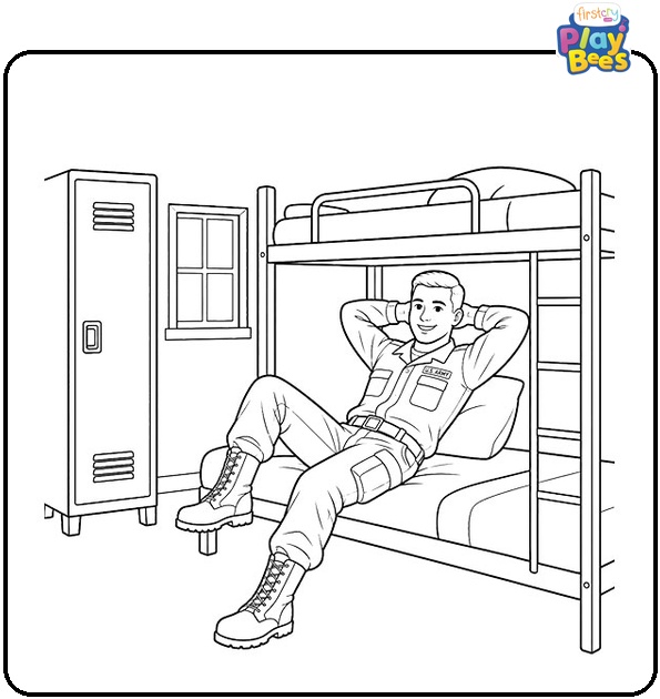Soldier Resting in Bunk Coloring Page Soldier Resting in Bunk Coloring Page