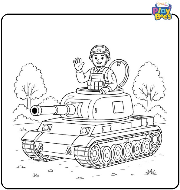 Soldier Standing in Open Tank Hatch Coloring Page Soldier Standing in Open Tank Hatch Coloring Page