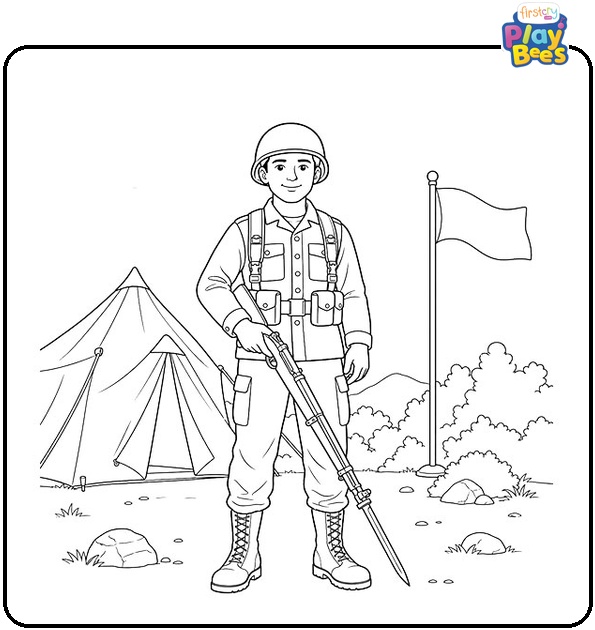 Soldier with Bayonet Coloring Page Soldier with Bayonet Coloring Page