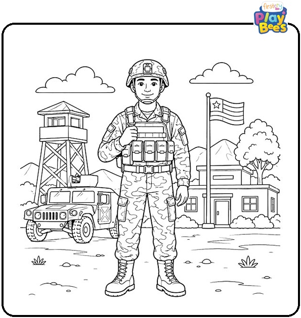 Standing Soldier Coloring Page Standing Soldier Coloring Page