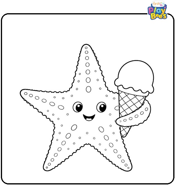 Starfish With Ice Cream Coloring Page Starfish With Ice Cream Coloring Page