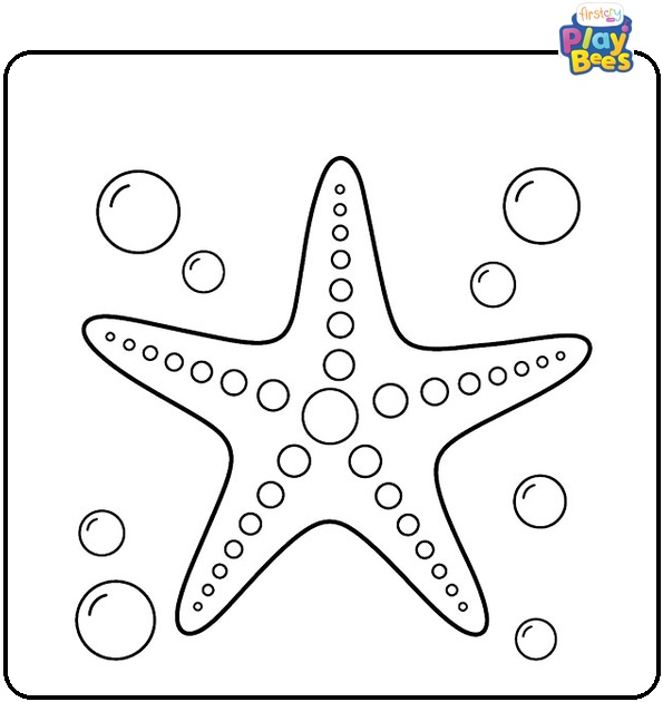 Starfish and Bubbles Coloring Page Starfish and Bubbles Coloring Page