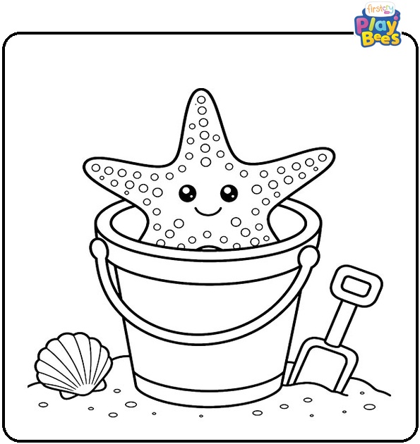 Starfish in Bucket Coloring Page Starfish in Bucket Coloring Page