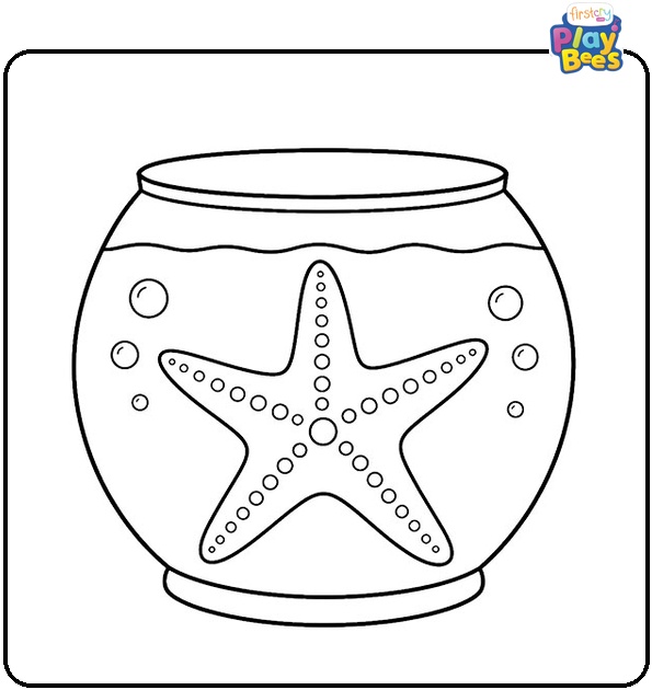 Starfish in Fishbowl Coloring Page Starfish in Fishbowl Coloring Page