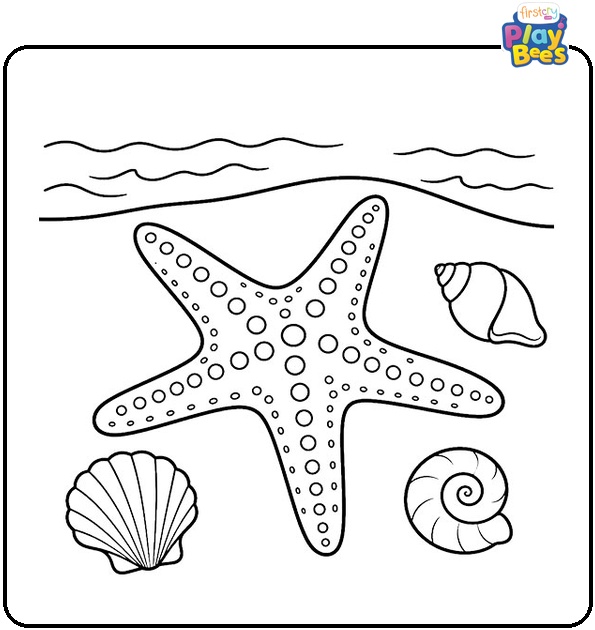Starfish on the Beach Coloring Page Starfish on the Beach Coloring Page