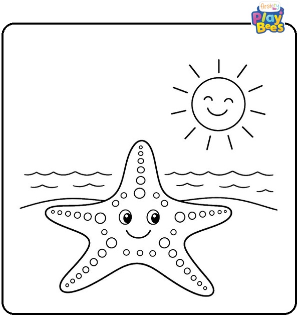 Starfish under the Sun Coloring Page Starfish under the Sun Coloring Page