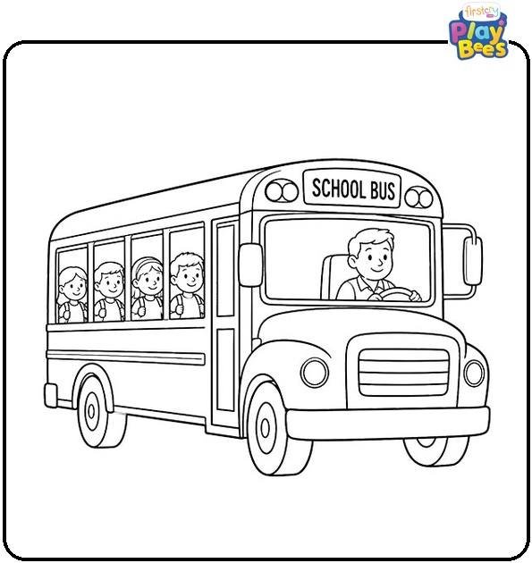 Students On School Bus Coloring Page Students On School Bus Coloring Page