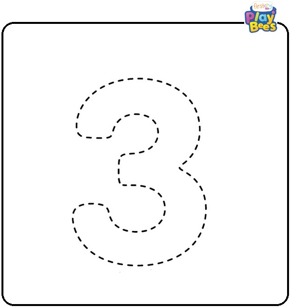Trace and Color the Number 3 Coloring Page