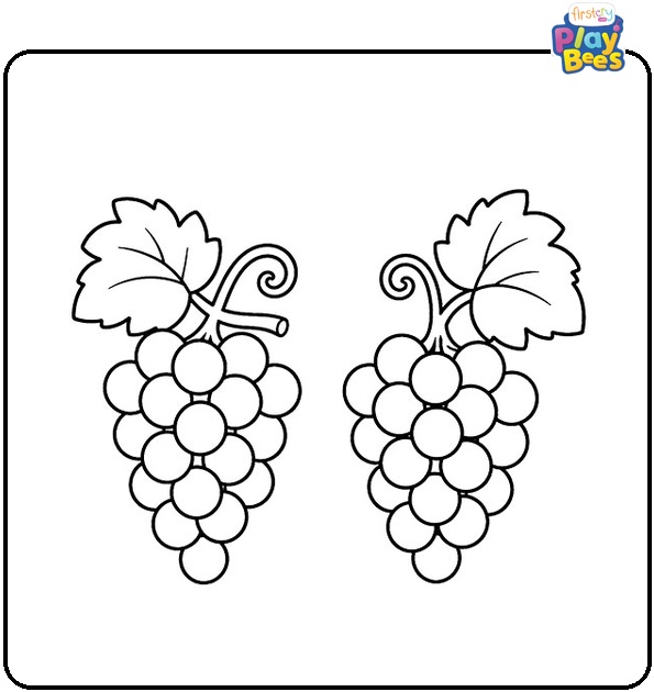 Two Bunches of Grapes Coloring Page Two Bunches of Grapes Coloring Page