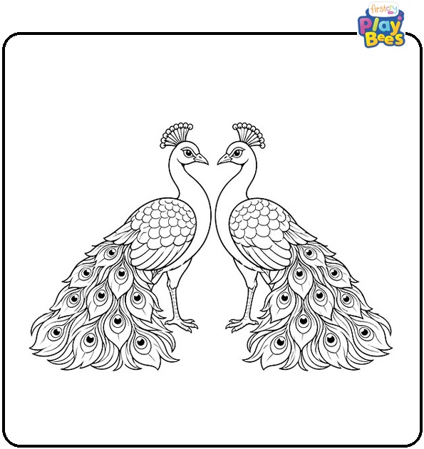 Two Peacocks Coloring Page Two Peacocks Coloring Page