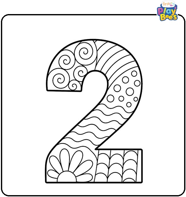 Zentangle Number 2 Coloring Page Zentangle Number 2 Coloring Page