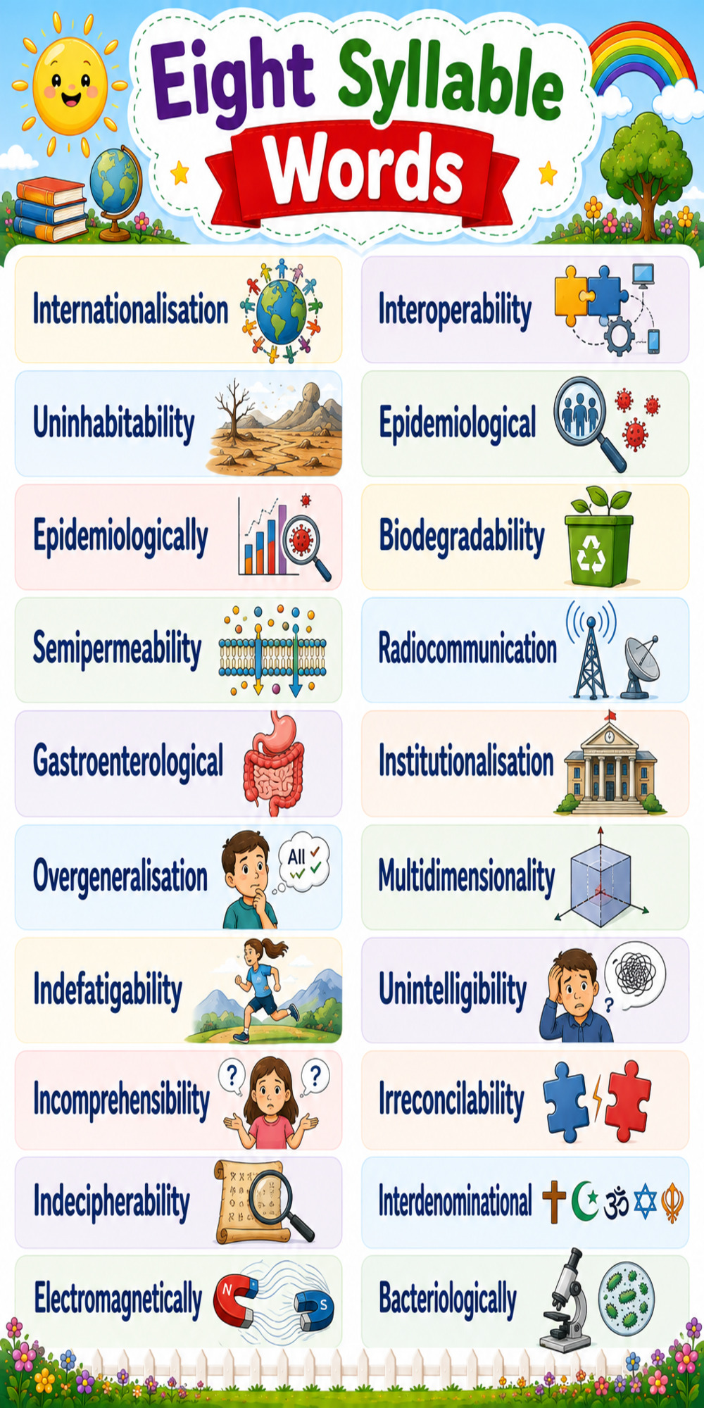 8 Syllable Picture Words