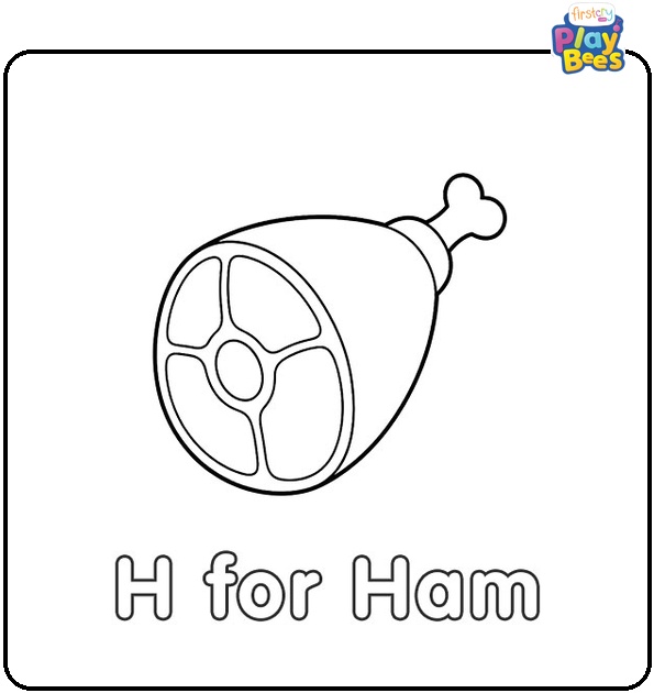 H for Ham Coloring Page H for Ham Coloring Page