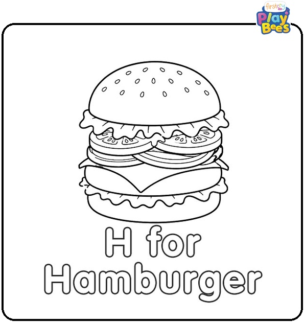 H for Hamburger Coloring Page H for Hamburger Coloring Page