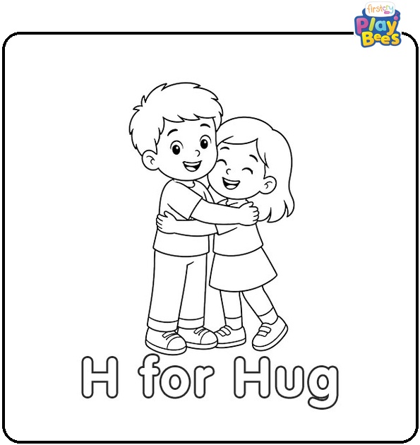 H for Hug Coloring Page H for Hug Coloring Page