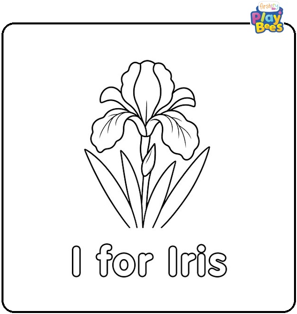 I for Iris Flower Coloring Page I for Iris Flower Coloring Page