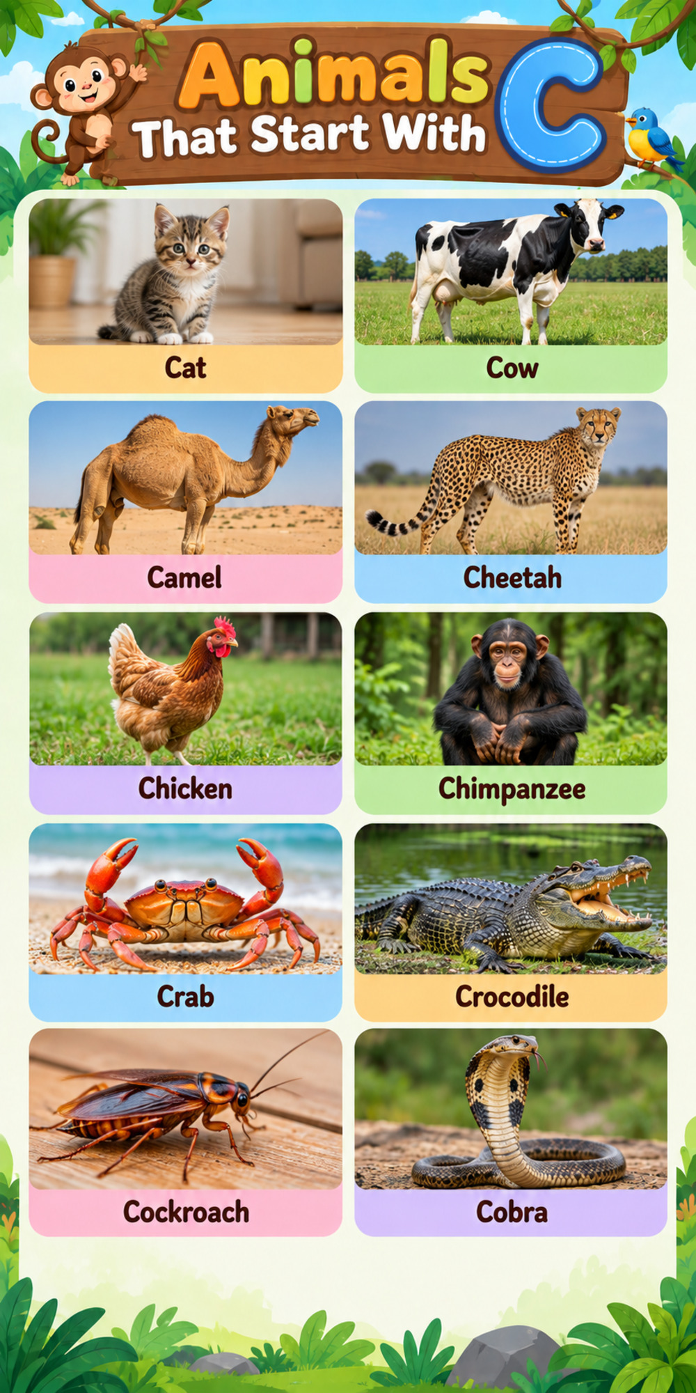 Infographic - Animals Starting With Letter C Infographic - Animals Starting With Letter C