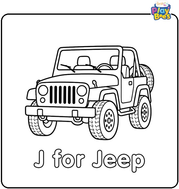J for Jeep Coloring Page J for Jeep Coloring Page